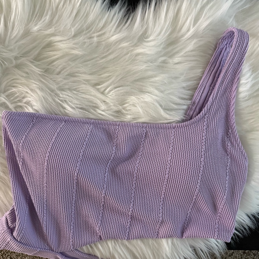 Aerie Crinkle Asymmetrical Cut Out One Piece Swimsuit Medium Long - Picture 3 of 5